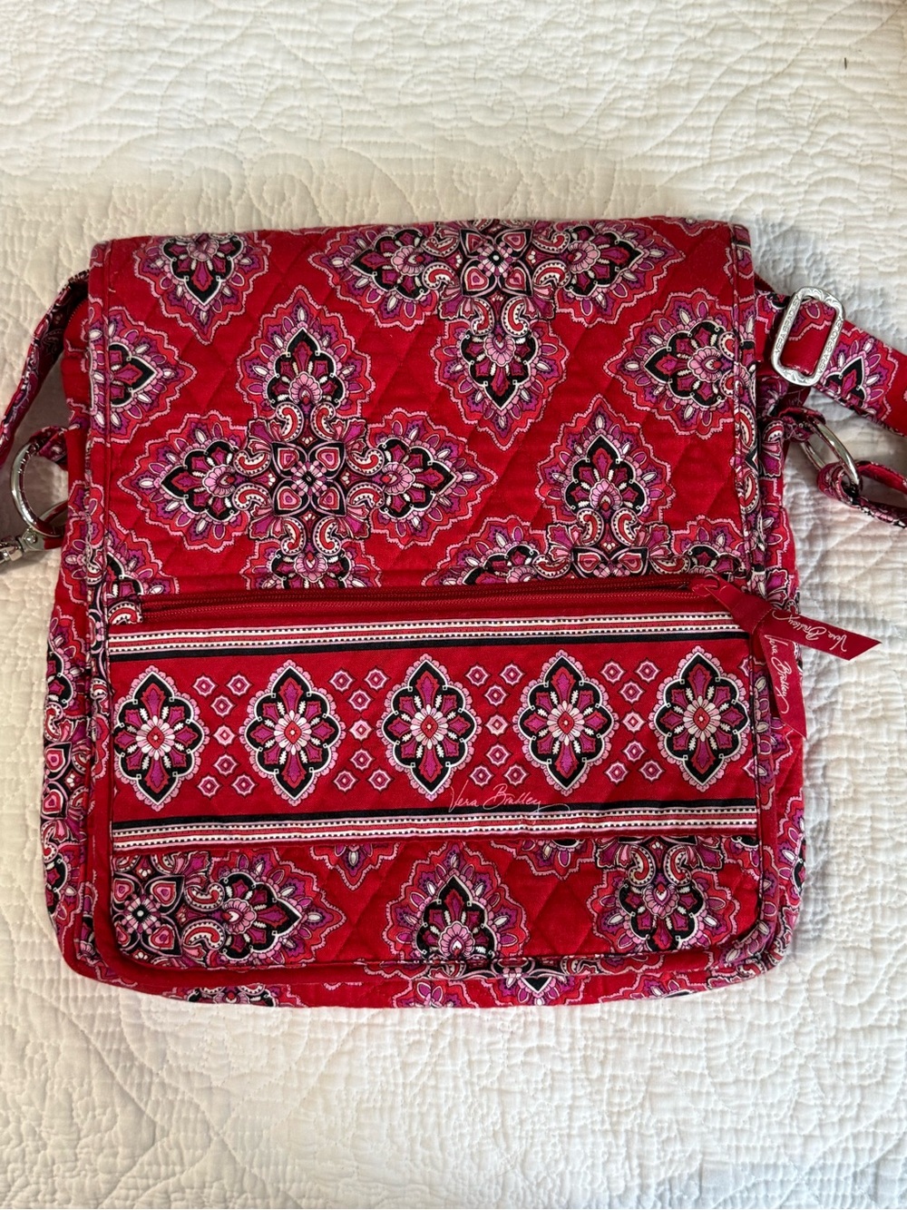 Vera Bradley Red Quilted Paisley Crossbody Bag